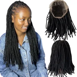 14 polegadas cabelo humano virgem indiano cor preta 180% densidade dreadlocks peruca completa do laço para mulher negra