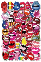50pack No Repeats Sexy Lip Sticker Cartoon Graffiti Stickers Personlighet Bagage Diy Lady Lip Decals PVC Kissing Pictures5831178