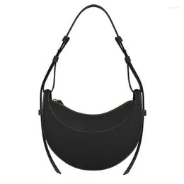 Axelväskor underarm Half Moon Bolsas Mujer Female Crossbady för kvinnor Hobos Bolsos äkta läderhandväskor