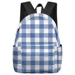 Zaino stile pastorale blu scuro plaid donna zaini uomo scuola da viaggio impermeabile per studenti ragazzi ragazze borse per laptop Mochilas