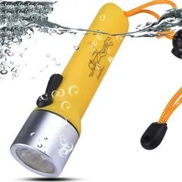 손전등 토치 토치 방수 IPX8 3000lm 4 배터리 (Battey 포함 포함) 수영 다이빙 LED를위한 자기 스위치 라이트 램프