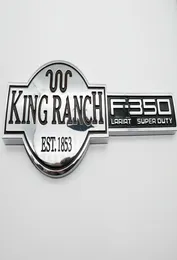 Chrome Silvery For FORD F350 Super Duty KING RANCH EST1853 Car Side Sticker Door Tailgate Emblem Badge Letter 3D Nameplate Replac8165833