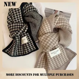 Scarves Panama Women's Thousand Bird Checker Knitted Scarf For Autumn And Winter Warmth Fashion Outdoor Windproof H129