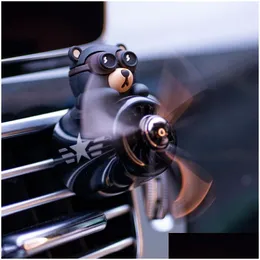 Car Air Freshener Aromatherapy Pilot Rotating Propeller Outlet Fragrance Flavor Bear Accessories Drop Delivery Dhxep