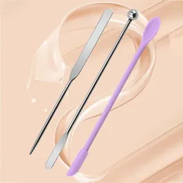 Makeup Brushes Portable Stainless Steel Mixing Stick Wear-resistant Multi-purpose Silicone Double Head Scraper Multifunction Durable