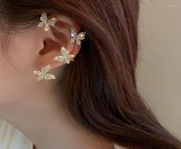 أقراط Hoop 925 Silver Shiny Zircon Butterfly Earcuff للنساء دون ثقب أزياء أزياء الأذن مقطع العروس مجوهرات الزفاف 1876413