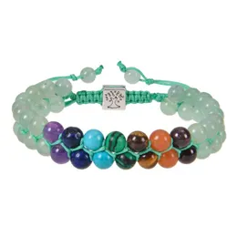 Bracciale con ciondolo albero della vita a catena 6 mm occhio di tigre ametista howlite yoga 7 chakra guarigione pietra di cristallo braccialetti a doppio strato per le donne Dhwmf