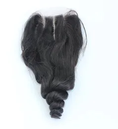 7a fechamento de renda 35x4 cabelo birmanês onda solta cabelo humano parte superior rendas peças com nós descorados meio 3 vias parte stock2421441