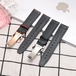 Genuine Leather Watch Bands With Stainless Steel Folding Buckle Substitute IWC Portuguese Wave Portofino Waterproof Leather Wristb212W