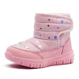 Buty buty bawełniane dla dzieci dziecięce buty śniegowe 2023 Nowy styl plus aksamitne dziewczynki zimowe ciepło wygodne obuwie Watertightl2401L2402