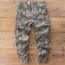 Spodnie moda 2022 Bawełniany kamuflaż vintage kombinezon jesień męskich szczupły pasty 3D nogi kamuflaż homme militaire cargo spodnie