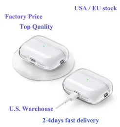 För Apple AirPods Pro 2 2: a generation Airpod 3: e proffs hörlurar Tillbehör Solid TPU Protective Earphone Cover Wireless Charging stockproof Case USA Stock