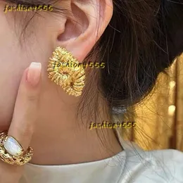 Ohrstecker HUANZHI Goldfarbe Unregelmäßige Lava-Textur Für Frauen Mädchen Ohrclip Vintage Metall Trend Party Klassischer Schmuck Geschenke 2024 Designer-Ohrringe Schmuck