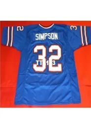 الرجال الأمامي والخلف من النسيج الشبكي الأزرق OJ Simpson جودة عالية الجودة الكلية الكلية Jersey SZ S4XL أو مخصص أي اسم أو رقم J2928861