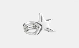 Кольца кластера ALAN STYLLE Кольцо Lucky Star для мужчин и женщин 925silve Пятиконечная свадьба Круглая ретро Fashion2835191