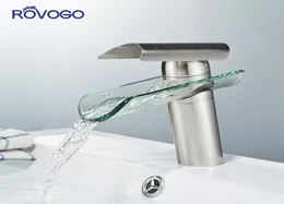 Rovogo Banyo Havzası Musluk Krom ve Nikel Bitmiş Mikser Soğuk ve Su Lavabo Tek saplı Şelale Havalandırıcı Faucet8108852