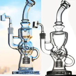 28 cm Wysokie Gasne szklane wodę Bongs Hakahs Shisha Smoke Glass Rura Recycler Oilts z 14 mm Banger