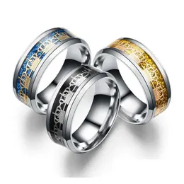 حلقات الفرقة أزياء 316L Titanium Steel Gold Sier Ring Crown Jewelry Stainless Jewelry for Men Lord Wedding Lovers Drop Dropress Jewelry Ring Dhitb