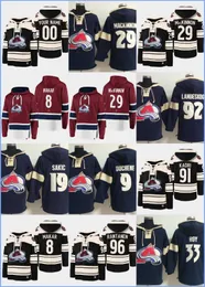 콜로라도의 '아바 란치'시원 91 Kadri 8 Makar 96 Rantanen 29 Kinnon 92 Landeskog 9 Duchene 19 Sakic 33 Roy Custom Hockey Jerseys 남녀 청소년