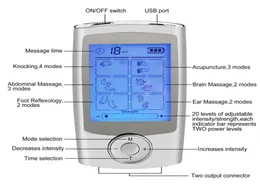 16 lägen hälso- och sjukvårdskroppsmassager Dual Tens Machine Digital elektrisk terapi Akupunktur Massageador Stimulator Device6768733