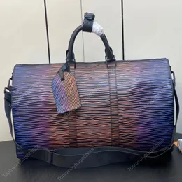 Högkvalitativ designare väskor Duffel Bags Sport Outdoor Packs Mens Crossbody Bag 50cm äkta läderfärgvatten Rippel Travel Bag Luxurys handväskor dragkedja duffle påse