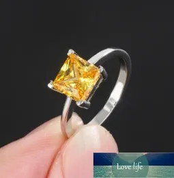 Anel retrô de elegância americana, gemas coloridas, simulação popular europeia e americana, anel de diamante amarelo, atacado