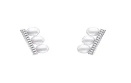 Stud Kurshuni Balance Bar Collana con pendente di perle con pietra di zirconi per le donne Set di gioielli di qualità di lusso per orecchini da sposa Pa8679950