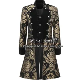 Jackets Gothic Men's Suit Jackets personalizados Made Black Peaked Lapela Trench Coat Long Outwear Groom Tuxedos Party Wedding Party Prom Blazer Sets