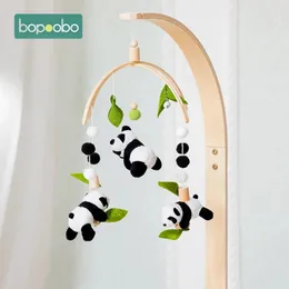 born Panda Bamboo Leaf Bed Bell Toys 012 Months for Baby Crib Wood Mobile Toddler Carousel Cot Kid Musical Toy Gift 240223