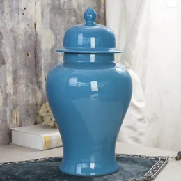 Garrafas vitrificadas azul jingdezhen vaso de cerâmica de alta temperatura porcelana gengibre para decoração templo