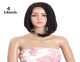 14inch 3X Box Braid Crochet Wig Synthetic Ombre Heat Resistant Fiber Lace Front Wig Bob Hairstyle Braided Lace Frontal Wigs With B8173127