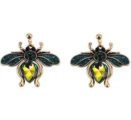 Stud Fashion Crystal Flying Honey Bee Earrings Shiny Charm Animal Metal Earring Trendy Women Party Elegant Insect Jewelry Bijouxst5780180