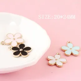 Pendant Necklaces Double Face Oil Drop Spring Flowers Alloy Charms Enamel DIY Bracelet Necklace Pendants Ornament Accessory Material 70pcs