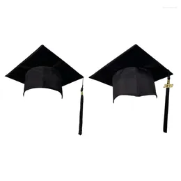 Berets 652F Cute College Graduation Hat Bachelor Cap z frędzlami dla liceum Golden 2024 Absolwentów