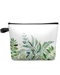Sacos cosméticos ins estilo plantas tropicais eucalipto folhas saco de maquiagem bolsa de viagem essencial feminino organizador armazenamento lápis caso