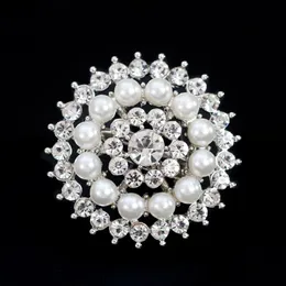 Pins, Broches Moda Cristal Diamante Broche Pins Pearl Flower Bouquet para Mulheres Jóias Will e Sandy Presente Drop Delivery Jóias Dhqta