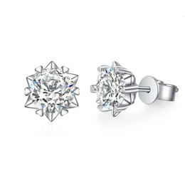 Orecchini in argento 925 con diamanti Moissanite da 1 ct Vvs Orecchini a forma di fiocco di neve per donna