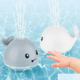 Bath Toys Infant Kids Electric Induction Water Spray Whale For Bathroom Sprinkler Toy With Light Music Baby Play Drop Delivery Dhb90