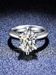 Sterling Silver Solid Wedding Ring 6 Prong 05CT 1CT 2CT Diamond Engagement Rings For Women Promise Gift Fine Jewelry 2202099892497