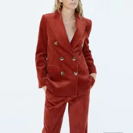 Blazers Bella Philosophy Women Women Corduroy Blazer Shicay Retro Double Breadted Blazer Coats Suits Women Outerwear