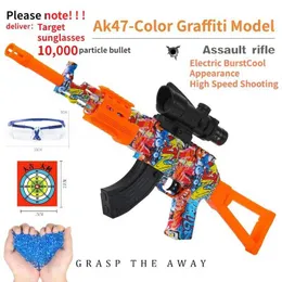 Pistolety z zabawkami z bronią z elektrycznym serią wybuchu dla chłopców precyzyjna strzelanie żelowe zapach wody na zewnątrz AK47 6-12 lat 14+y prezent2403