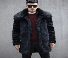 MEN039S FUR FAUX F0184 Autumn Coat Imitation Saccoon z dużym kołnierzem6817564