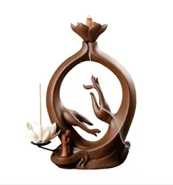 Lotus Smoke Backflow Incense Burner Ceramic Cone Stick Line Incense Censer Aromatherapy Stove Home Decoration9331296