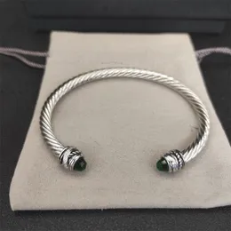 Dy Luxus-Armreif, Schmuck, Designer für Damen, Mode, Herren, Armband aus vergoldetem Silber, Vintage-Stil, verdrehter grüner Moissanit-Kopf, Armbänder, Persönlichkeit, Muttertag, zh155 E4