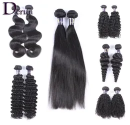 Brazilian Peruvian Indian Malaysian Hair Wefts 2pcslot Unprocessed Virgin Human Hair Straight Body Wave Deep Wave Kinky Curly Loo3560185