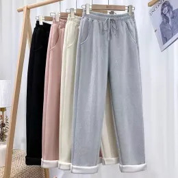 Capris Large Bigs Size Autumn Winter Add Veet Thicken Casual Sports Harem Pants Long Pants High Rise Rooles Warm Ounsers