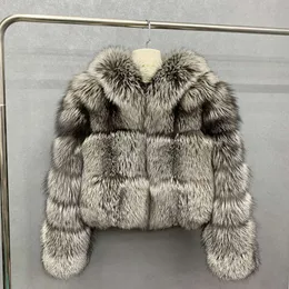 Haining True Wear Horizontal Stripe Women's Autumn Winter New Fur Full Silver Skin And Hair Integrated Black Fox Coat 422688