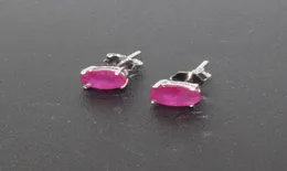 Stud Natural Ruby Silver Orains 4 × 6 مم حلق بسيط 925 المجوهرات الكلاسيكية لحفل الزفاف 2211116650498