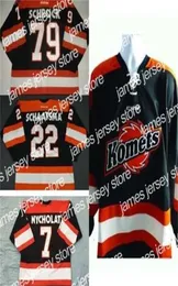 College Hockey Wears Nik1 Mens Womens Kids Personalize ECHL Fort Wayne Komets 79 Kayleigh Schrock 22 Jamie Schaafsma 100 Bordado3596191