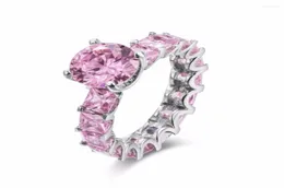 Fedi nuziali Vero anello in argento sterling 925 Fidanzamento O Finger Anel Aneis De Diamante CZ Diamanti Zircone per le donne L'intera fila 2542442